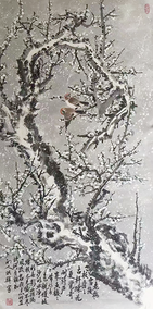 段洪归作品9《老梅雪后枝垂垂》