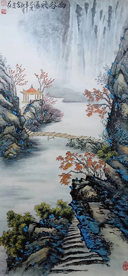 宫连花作品1《幽谷飞瀑》