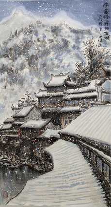 陈永健作品3《瑞雪纷飞丽古城》