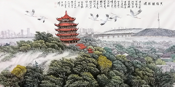 江治安作品《黄鹤楼览胜》