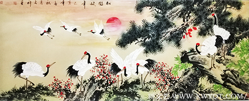 蒋文科作品《松鹤延年》