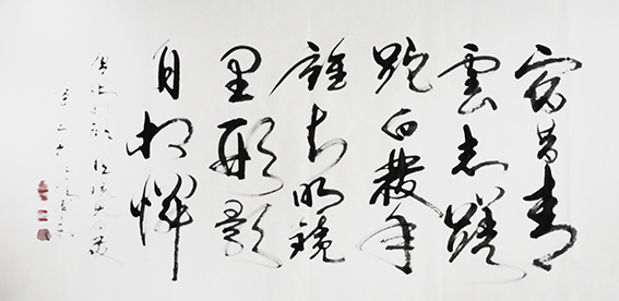 毛恒锅作品《照镜见白发》