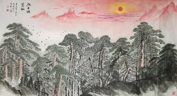 白桂芹作品6《旭日映苍松》