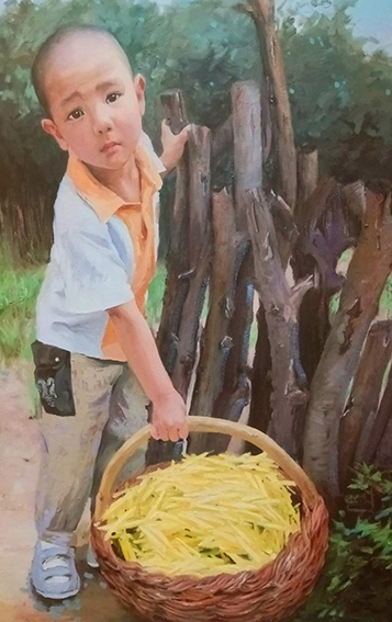 郭银峰作品10《油画〈我们的孙儿郭八亿〉》