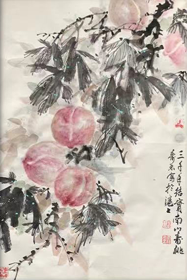 刘寿林作品5《三千年结实南山寿桃》
