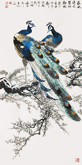 郑健鹏作品3《春风得意翠羽和鸣》