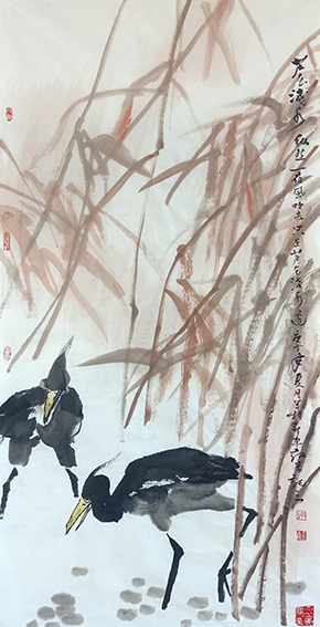 程敬生作品《芦花浅水》