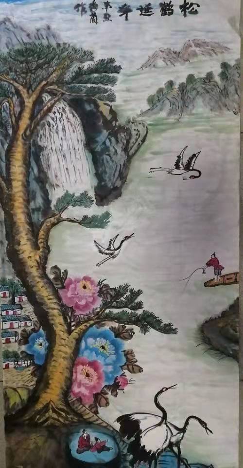 郭秀兰作品2《松鹤延年》