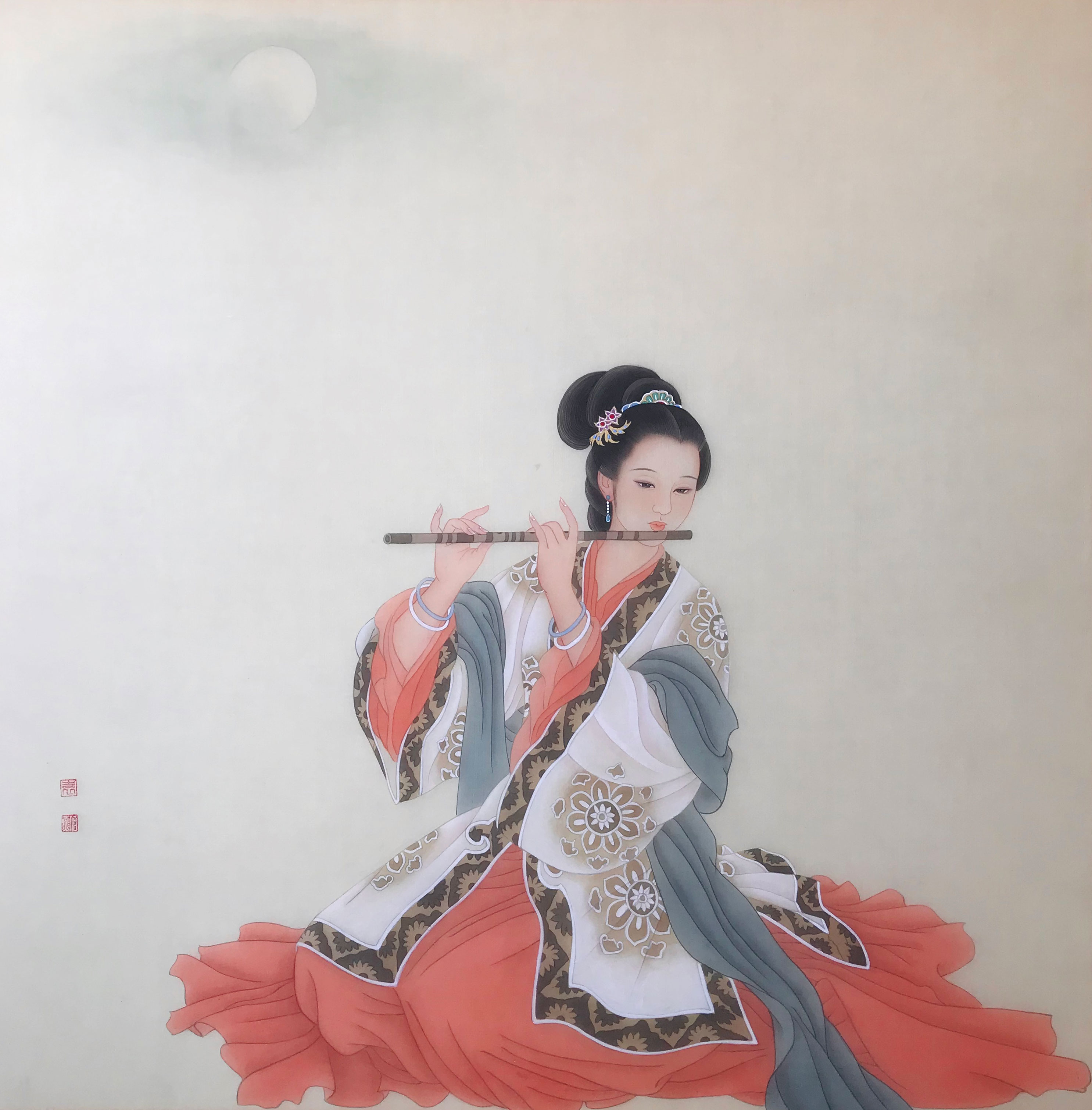 抚笛仕女图74×74