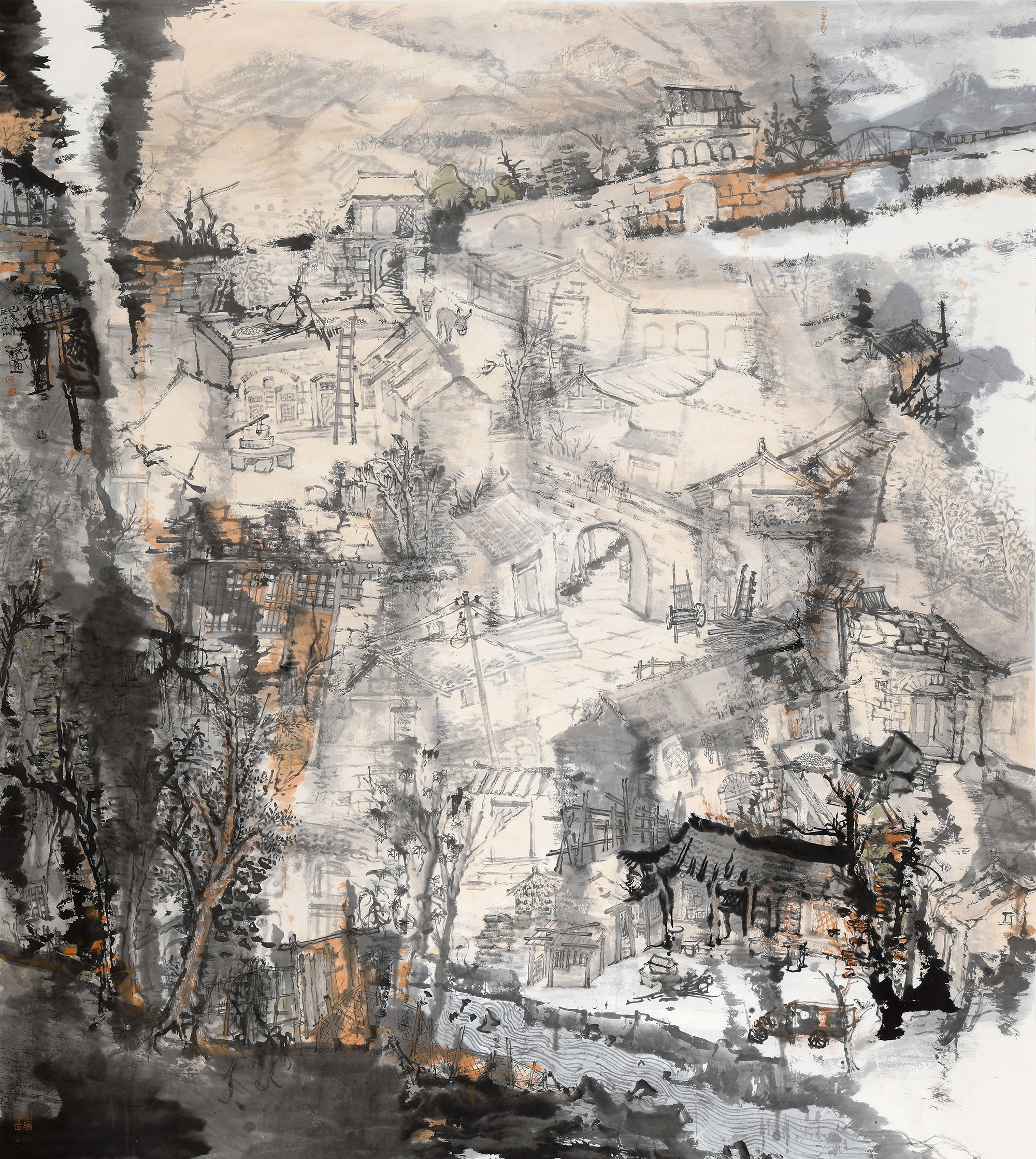 古村秋韵215x193cm