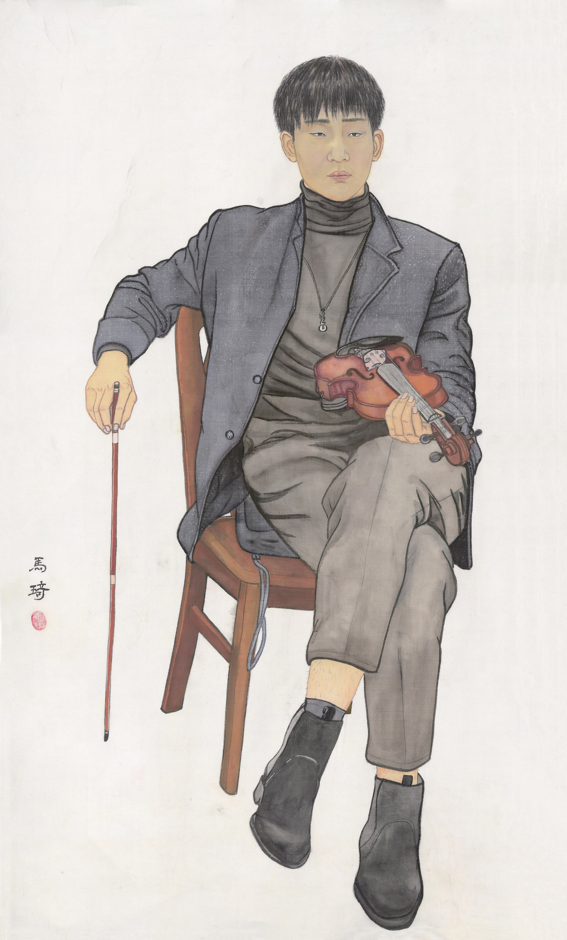 拉小提琴的大学生